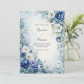 Indigo Roos Misty Watercolor Rand Bruiloft Kaart (Staand voorkant)