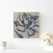 Indigo Roos Vierkante Klok (Huis)