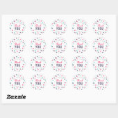 Indigo Roze Blauwgroen Confetti Baby shower Dank u Ronde Sticker (Vel)