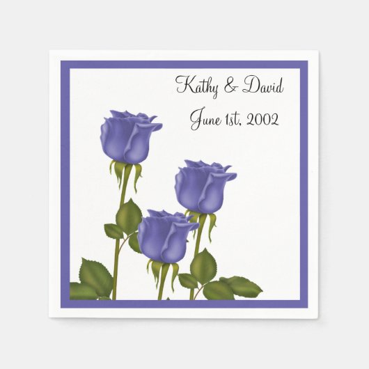 Indigo Rozen (bruiloft) Servetten (Voorkant)