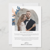 Indigo Rust bloemenbruiloft foto Bedankkaart (Achterkant)