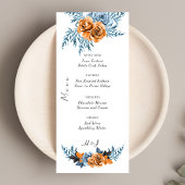 Indigo Rust Boho Floral Waterverf Wedding Menu