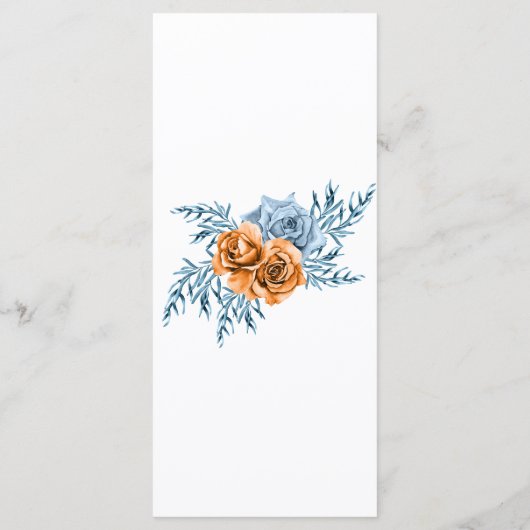 Indigo Rust Boho Floral Waterverf Wedding Menu (Achterkant)