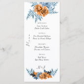 Indigo Rust Boho Floral Waterverf Wedding Menu (Voorkant)