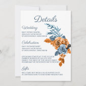 Indigo & Rust Boho Roos Floral Wedding Uitnodiging (Achterkant)