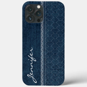 Indigo Sashiko Patroon Japanse Borduurwerk Naam Case-Mate iPhone Case