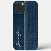 Indigo Sashiko Pattern Japanse Embroidery Name Case-Mate iPhone Case (Achterkant)