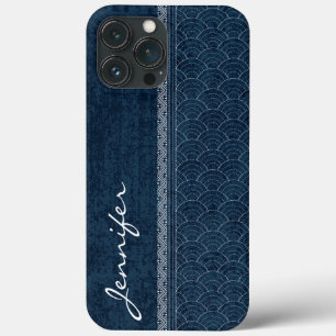 Indigo Sashiko Pattern Japanse Embroidery Name Case-Mate iPhone Case