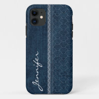 Indigo Sashiko Pattern Japanse Embroidery Name