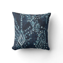Indigo Satellite Ikat Tribal Waterverf