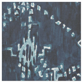 Indigo Satellite Ikat Tribal Waterverf Stof