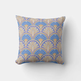 Indigo Scallop Bloemblad Worp Kussen | One Owl Art