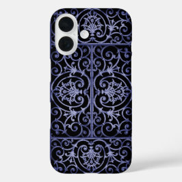 Indigo-scrollwerkpatroon iPhone 16 Hoesje