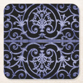 Indigo-scrollwerkpatroon Kartonnen Onderzetters (Voorkant)