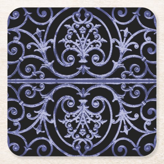 Indigo-scrollwerkpatroon Kartonnen Onderzetters (Voorkant)