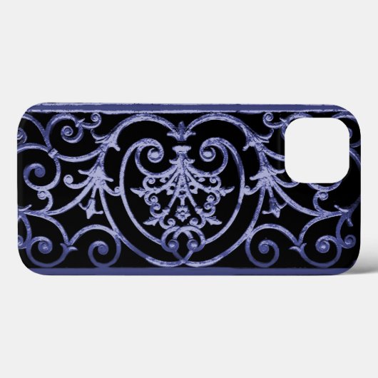 Indigo scrollwork patroon Hoesje-Mate iPhone case (Achterkant (horizontaal))