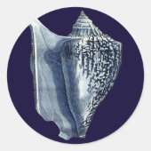 Indigo Shells I Ronde Sticker (Voorkant)