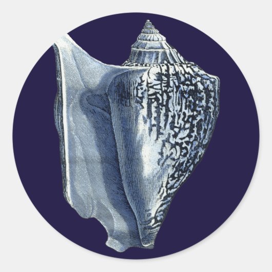 Indigo Shells I Ronde Sticker (Voorkant)