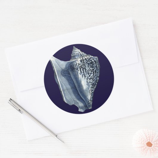 Indigo Shells I Ronde Sticker (Envelop)