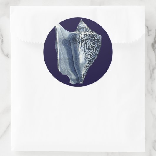 Indigo Shells I Ronde Sticker (Tas)