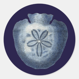 Indigo Shells III Ronde Sticker