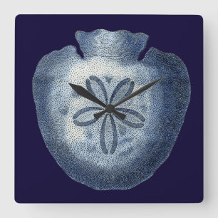 Indigo Shells III Vierkante Klok