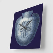 Indigo Shells III Vierkante Klok (Hoek)