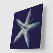 Indigo Shells IV Vierkante Klok (Hoek)