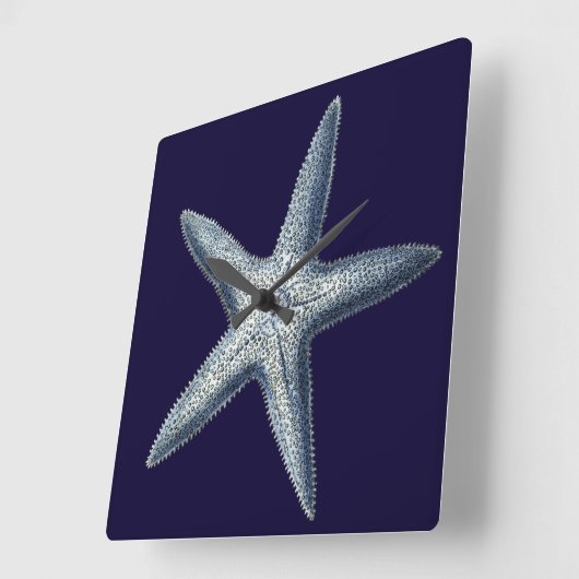 Indigo Shells IV Vierkante Klok (Hoek)