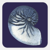 Indigo Shells VII Vierkante Sticker (Voorkant)