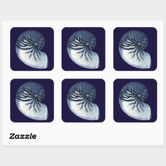 Indigo Shells VII Vierkante Sticker (Vel)
