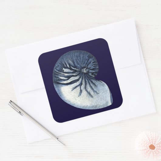 Indigo Shells VII Vierkante Sticker (Envelop)