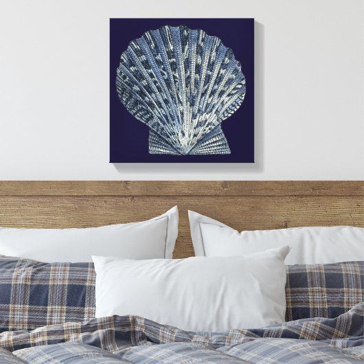 Indigo Shells VIII Canvas Afdruk (Insitu (Slaapkamer))