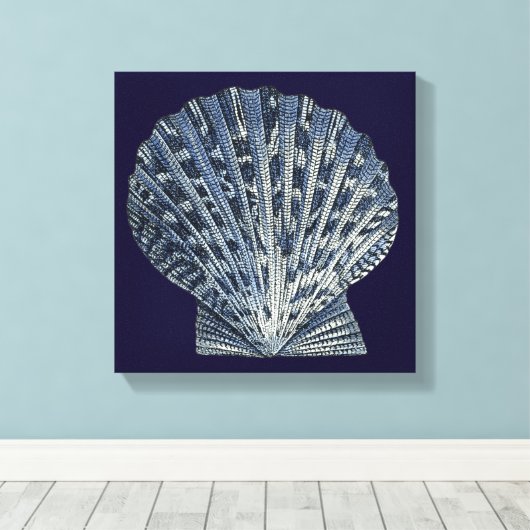 Indigo Shells VIII Canvas Afdruk (Insitu (Houten vloer))