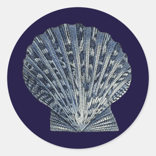 Indigo Shells VIII Ronde Sticker (Voorkant)