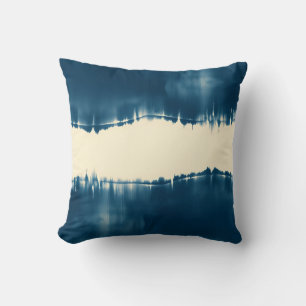 Indigo Shibori Abstract Modern Horizontaal Kussen