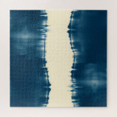 Indigo Shibori Abstract Modern Horizontaal Legpuzzel (Horizontaal)