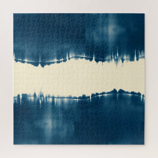 Indigo Shibori Abstract Modern Horizontaal Legpuzzel (Verticaal)