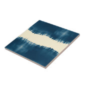 Indigo Shibori Abstracte Moderne Horizontaal Tegeltje (Zijkant)
