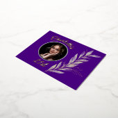 Indigo Silver & Gold Waterverf Leaf Verjaardag Folie Uitnodiging Briefkaart (Gedraaid)