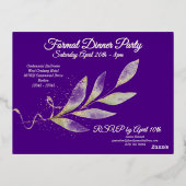 Indigo Silver & Gold Waterverf Leaf Verjaardag Folie Uitnodiging Briefkaart (Achterkant)