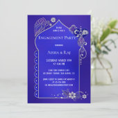 Indigo Silver Henna Mehndi Verloving Uitnodiging (Staand voorkant)