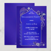 Indigo Silver Henna Mehndi Verloving Uitnodiging (Voorkant / Achterkant)