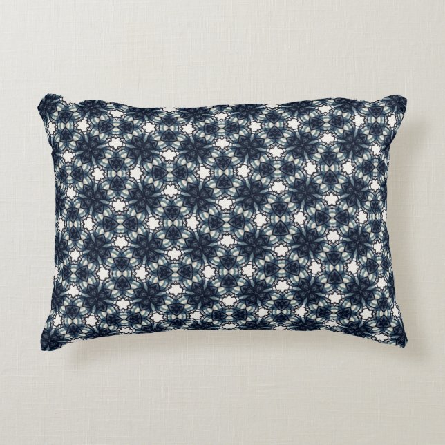 Indigo Sneeuwbloem Lattice Accent Kussen (Voorkant)