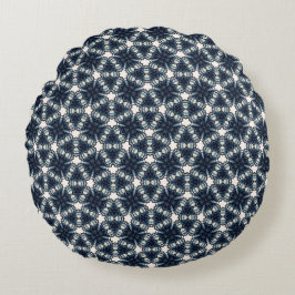 Indigo Sneeuwbloem Lattice Rond Kussen