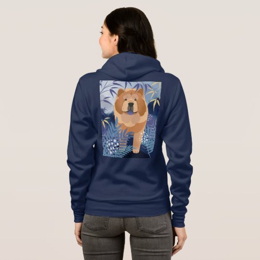 INDIGO soepele chow zip capuchon ontwerp op de rug Hoodie (Achterkant volledig)