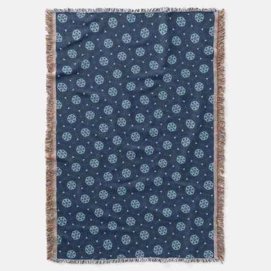 Indigo Spirit: Boho Afrikaanse Geometrie Deken (Voorkant Verticaal)