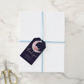 Indigo Star Fall Roze Bloem Maan Baby Shower Cadeaulabel (Met Touw)