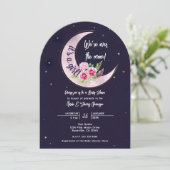 Indigo Star Fall Roze Bloem Maan Baby Shower Kaart (Staand voorkant)