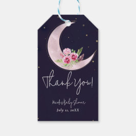 Indigo Star Fall Roze Bloemen Baby Shower Cadeaulabel